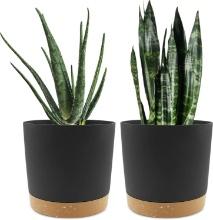 QCQHDU Plant Pot Set of 2, (Dark Grey,8in)