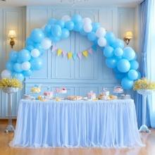 Baby Blue Table Skirt for Baby Shower Boy, 6ft, Light Blue Tulle