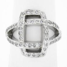 18k White Gold 0.78 ctw Round Brilliant Pave Diamond Interlocking Infinity Ring
