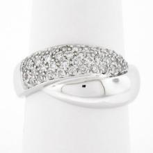 NEW 14k White Gold 0.52 ctw Pave Diamond & Polished Crossover Wide Band Ring