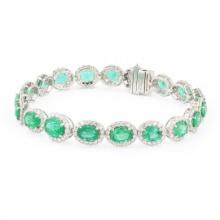 12.53 ctw Emerald and 3.80 ctw Diamond 18K White Gold Bracelet