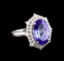 14KT White Gold 5.20 ctw Tanzanite and Diamond Ring