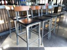 QTY. 8 - BAR STOOLS, WOOD AND LEATHER, BRAND: EAST COAST FURNITURE (30" TALL FROM SEAT), X $