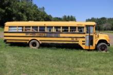 Vintage school bus being used for storage