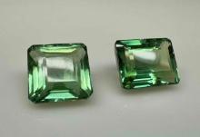 2 Emerald Cut Green Amethyst Gemstones Truly Beautiful 23ct Total