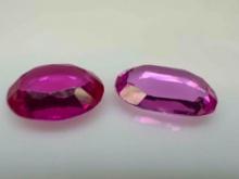 2 Oval Modified Brilliant Cut Pink Sapphire Gemstone Sparkling Beauty 8.1ct Total