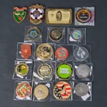 Lot of approx. 20 USMC challenge coins special Operations coins medal/USS coins etc.