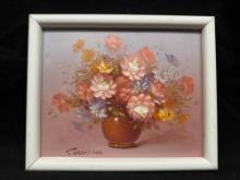 Signed Robert Cox Original Floral Oil Painting on Canvas 9x11 by Robert Cox with COA