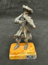 925 Sterling Silver Jewish Fiddler Sculpture Figure Ben Zion (Weinman) Israel
