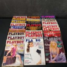 Box of approx.25 Playboy adult magazines 1980-90s