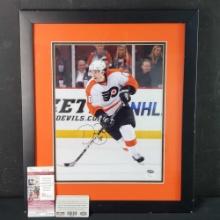 Framed photograph/print signed Danny Briere with JSA authentication certificate