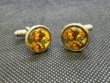 Pair Of Pin Up Cufflinks With Case 8.20 Grams