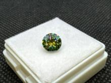 GRA Brilliant Round Cut Green Moissanite Diamond Gemstone 0.95ct