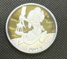 Disney Snow White 50th Anniversary Dopey 1 Troy Oz .999 Fine Silver Bullion Coin
