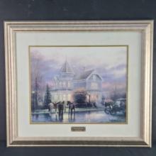 Framed LE 24/195 painters proof artwork print titled Christmas Memories signed Thomas Kinkade with