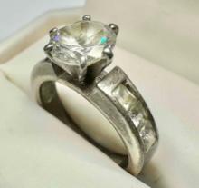 925 Sterling Silver Rhinestone Ring Sz.7