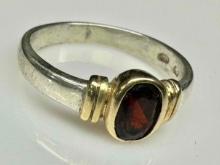 925 Sterling Silver Garnet Ring Sz.8