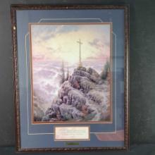 Framed artwork print titled Sunrise signed Thomas Kinkade with COA on back