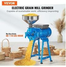 VEVOR Electric Grain Mill Grinder, 1500W 110V Dry & Wet Spice Grinder, Commercial Corn Mill
