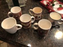 5 Christmas Mugs and 1 China Mug