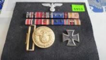 German WWII medals and belt buckles