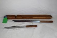 Two Case XX Kitchen knives. One model CA 116-8 with 8 inch blade and wood handle. Also one model CA