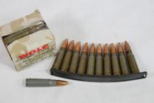 Bag of 7.63x39 loose, in box and on stripper clips. Approx count 75 +/-.
