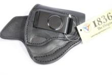One Tagua 1836 black leather right handed belt clip holster fits S&W J frame and similar. In