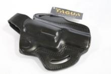 One Tagus black leather right handed belt thumb break holster for Taurus 3" Judge. In package.