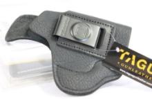 Tagua soft black leather optic ready, right handed belt clip holster for Glock 26, 27, and 33. In