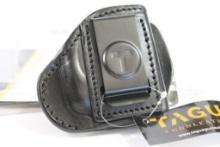Tagua black leather right handed belt clip holster for Ruger 38 with laser. In package.