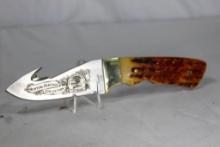 NAHC LTD Hunting heritage collection life member, bone handle knife with gut hook