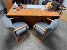 Wooden Office Desk & Chairs