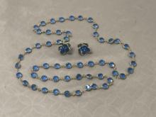 Swarovski Blue Crystal Necklace and Earrings