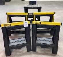 5PC STANLEY SAW HORSES AND FOLDING WORK TABLE