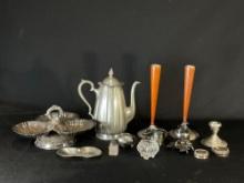 (3) Sterling candlestick holders(filled with cement)