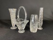 Assortment of (4) cut glass pieces -see photo's-