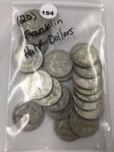 Lot of (20) Franklin Half Dollars