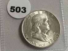 1948-D Franklin Half dollar UNC