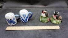 2 Sets Of Shakers - Pfaltzgraff Birds & White/Blue Floral