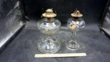 2 - Glass Oil Lamp Bases