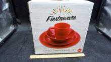Fiestaware 4-Piece Dinnerware Set (Salsa Red)