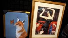 Kristen Dill Signed Print Fox W/ Butterfly Picture & Skyy Vodka Picture