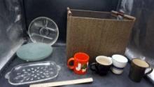 Divided Glass Tray, Glass Tray, Cake Stand, Mugs & Basket