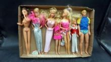 7 - Barbie Dolls & Ken  (Origianl Outfits - 1966 X4, '67 X1, '68 X1 Ken & '78 X1)
