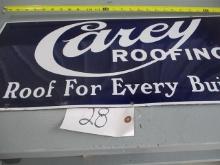 PORCELAIN SIGN CAREY FROOFING 12"X28" 1 SIDED