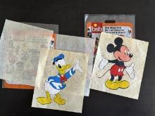 2 Original Vintage BSB Decor Disney Iron-On Transfers Mickey and Donald Unused in Original Plastic