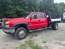 2007 CHEVROLET 3500 CREW CAB 4WD FLATBED TRUCK