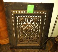 ORNATE ANTIQUE CAST IRON FIREPLACE COVER/DOOR - PICK UP ONLY