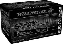 Winchester Ammo SUP22LRB Super Suppressed 22 LR 45 gr Black Copper Plated Round Nose 800 Bx